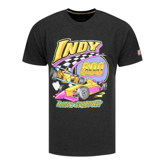 Throwback INDY 500 Pastel T-Shirt in Black - Front View