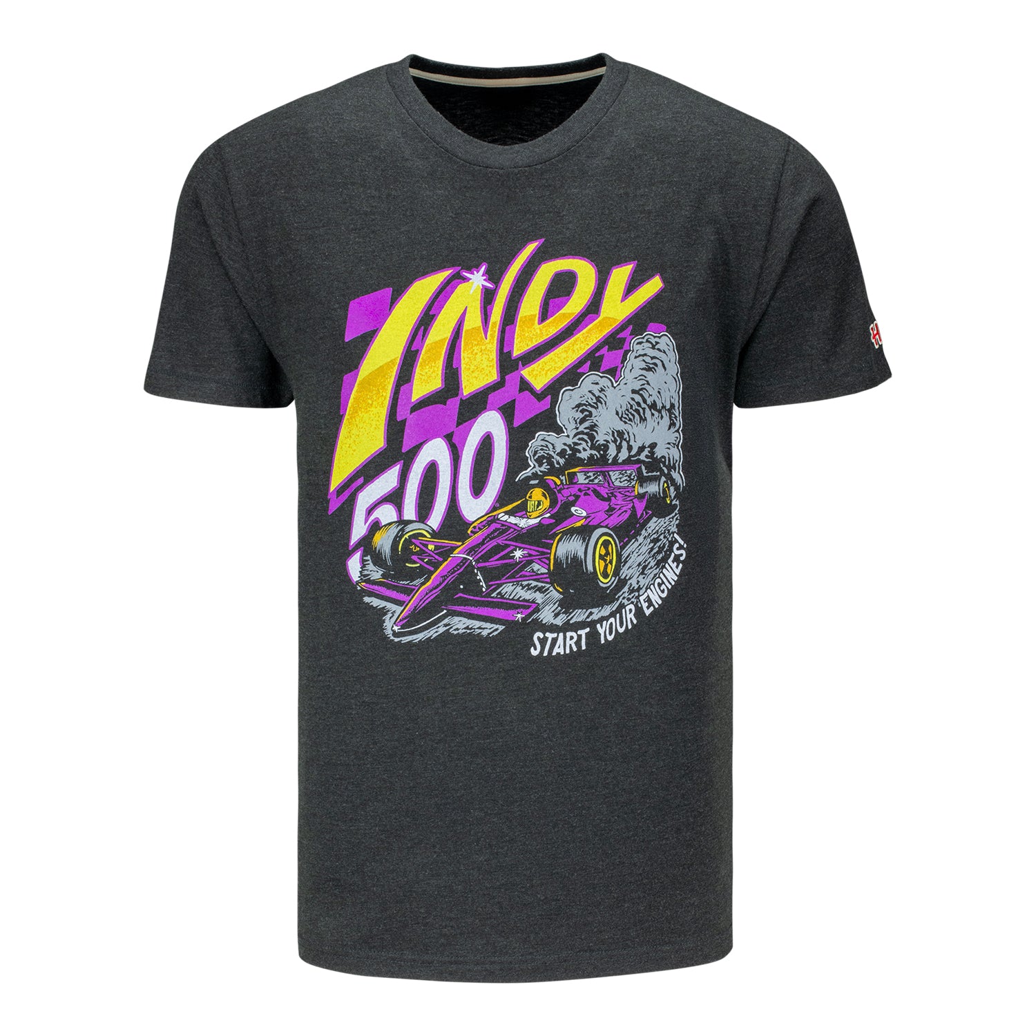 Indy 500 Start your Engines T-shirt in Black - Front View