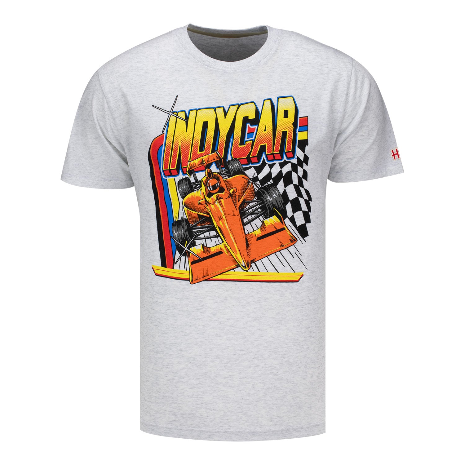 Indy 500 Motor Speedway Neon Homage T-shirt in White - Front View
