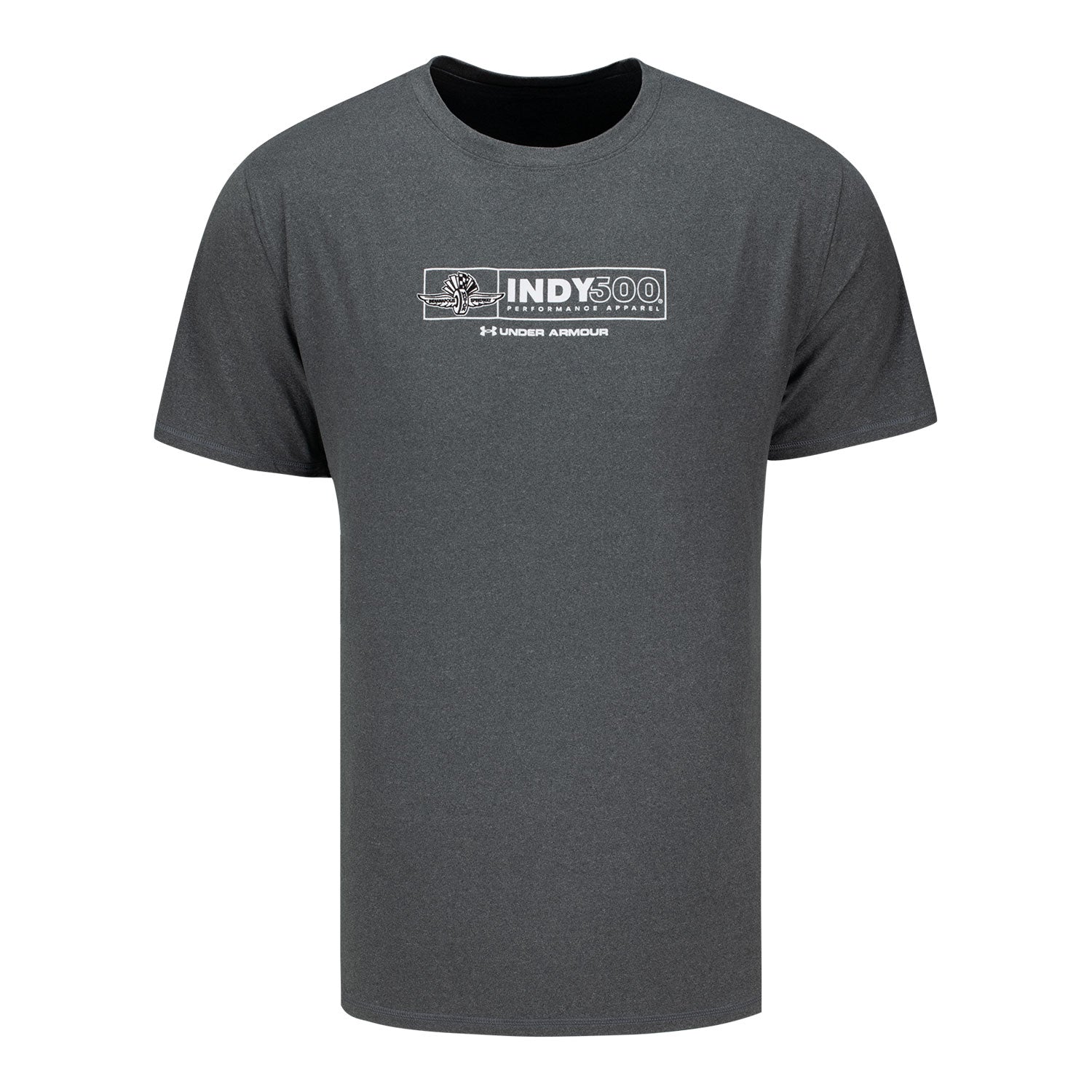 Wing & Wheel Flag Indy 500 Under Armor T-Shirt in Grey - Front View