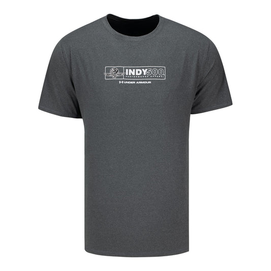 Wing & Wheel Flag Indy 500 Under Armor T-Shirt in Grey - Front View
