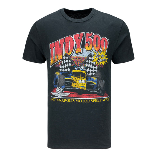 Unisex Indianapolis Motor Speedway Kiss the Bricks '47 Brand T-Shirt in Black - Front View