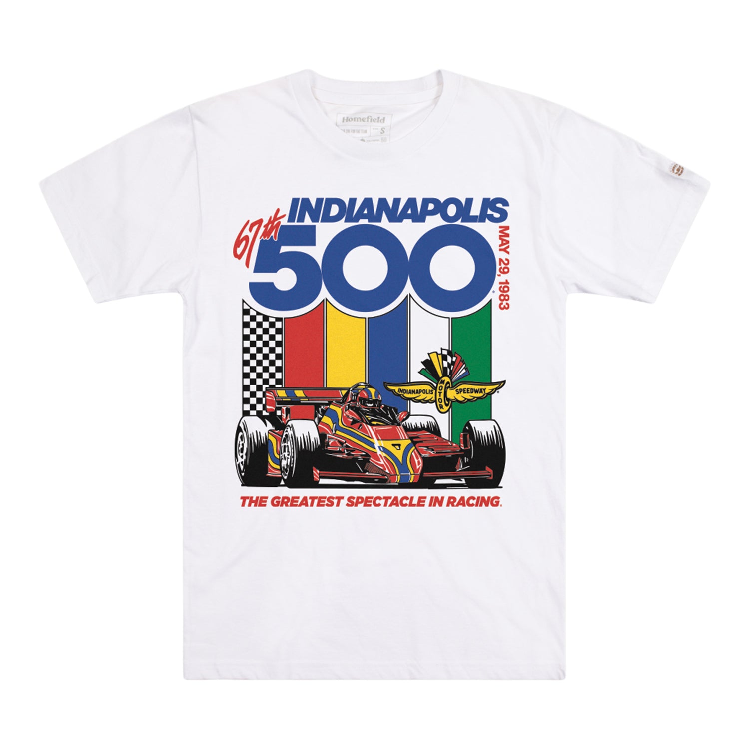 1983 Indy 500 Race Tee in White - Front View