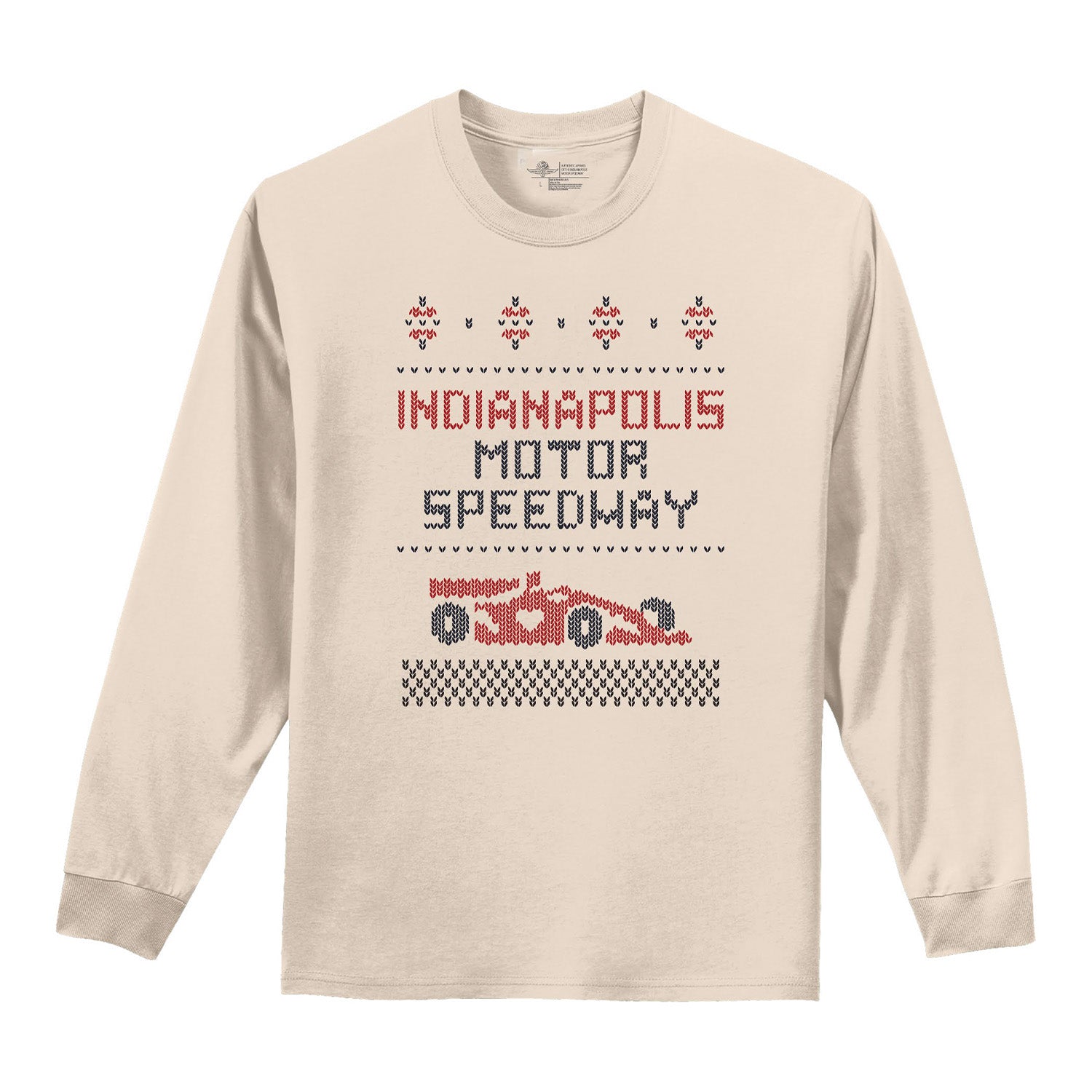 Wing Wheel Flag Holiday Long Sleeve Shirt in White - Front View