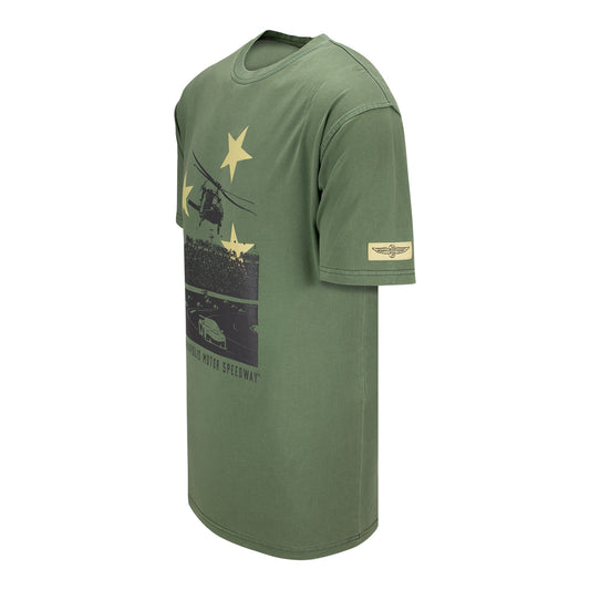 Indianapolis 500 Flyover Pigment Dyed T-Shirt in Green - Front Left View
