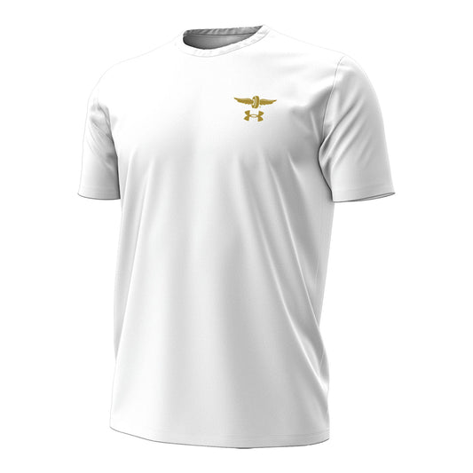 Under Armour Performanced Wing Wheel Flag T-shirt in White - Front View