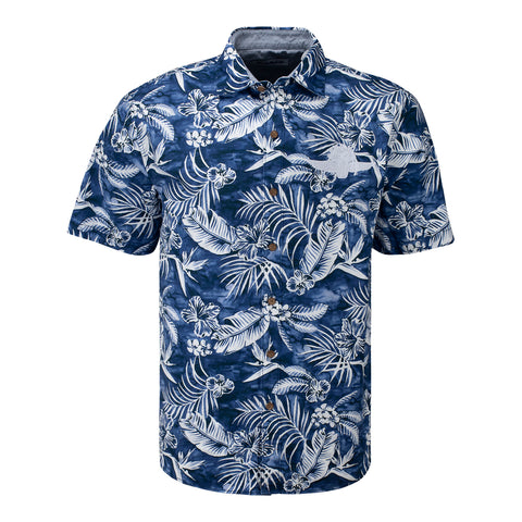 Wing and Wheel Tommy Bahama Aqua Lush Button Down in blue, front view