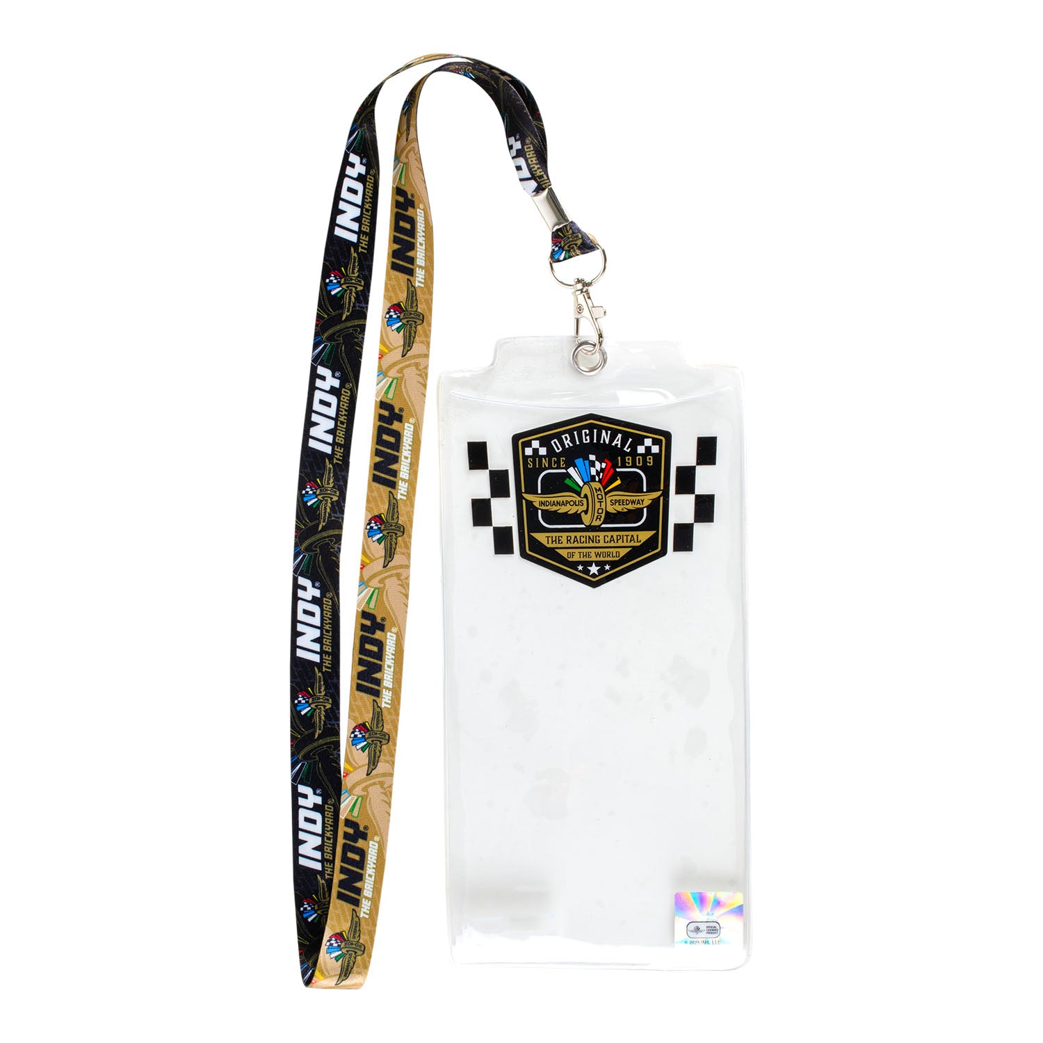 Wing Wheel Flag Indy Brickyard Credential Holder and Lanyard