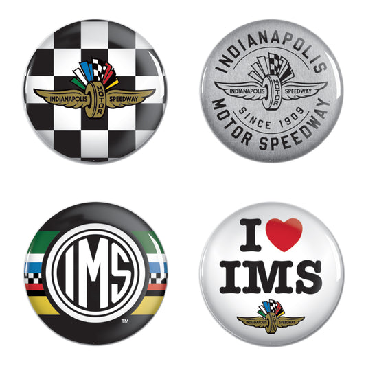 Wing Wheel Flag IMS 4pk Pinback Buttons