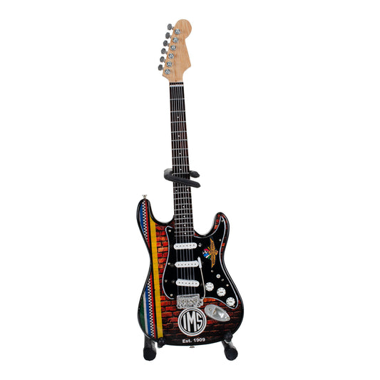 Wing Wheel Flag Mini Guitar in Black - Front View