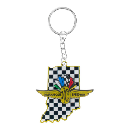 Wing Wheel Flag Checkered State Acrylic Keychain - Front View
