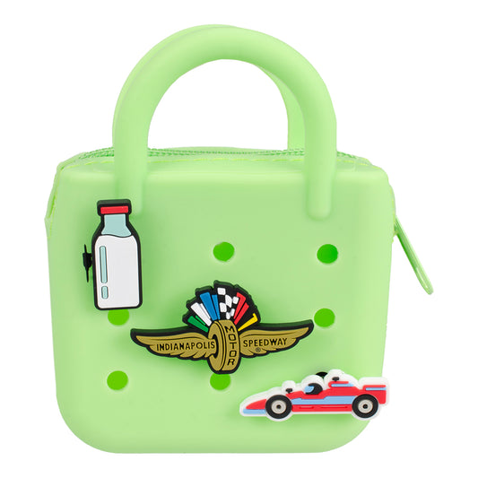 Wing Wheel Flag Big Bag Keychain with Bag Charms in Green - Front View