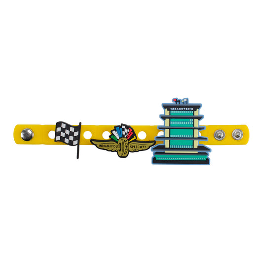Indianapolis Motor Speedway PVC Charm Bracelet with 3 Piece Charms - Front View