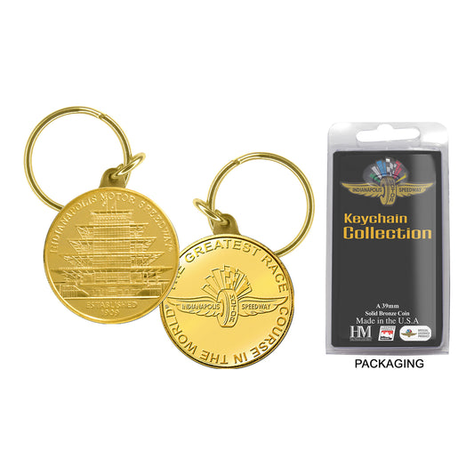 Wing Wheel Flag Coin Keychain - Front View