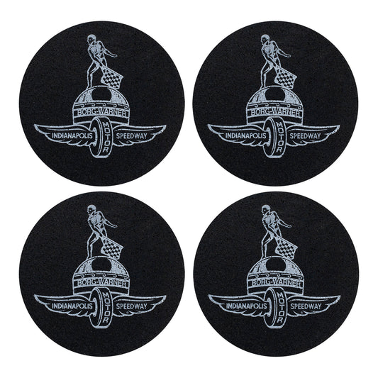 Wing Wheel Flag Borg Trophy Rubber Coaster Set - Full Set Front View