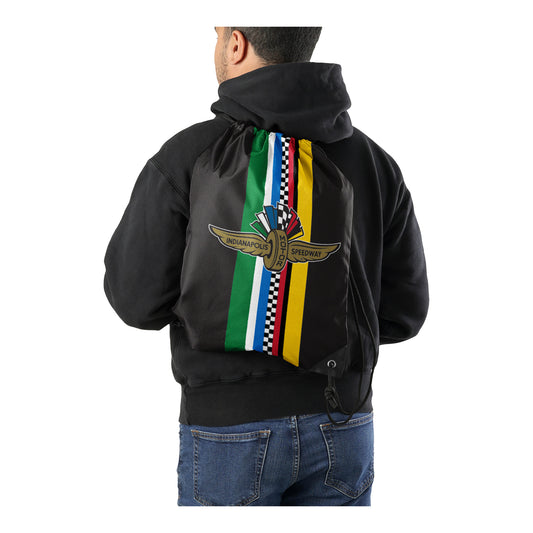 Wing Wheel Flag Drawstring Backpack - front view