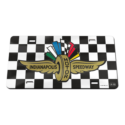 Wing Wheel Flag Checkered Acrylic License Plate - front view