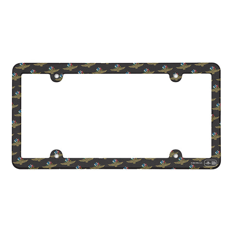 Wing Wheel Flag All Over Print Plastic License Plate Frame - front view