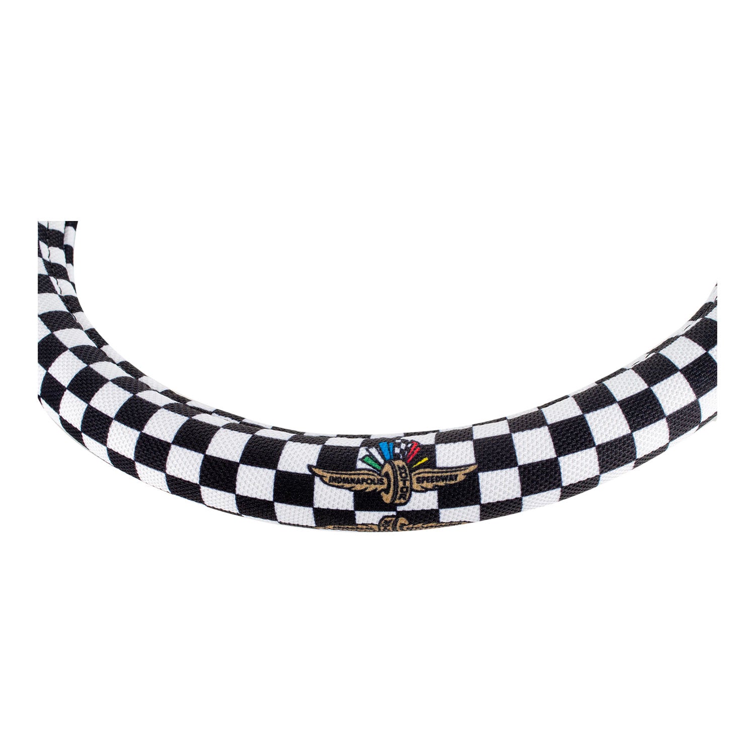 Wing Wheel Flag Checkered Steering Wheel Cover in Black and White - Detail View
