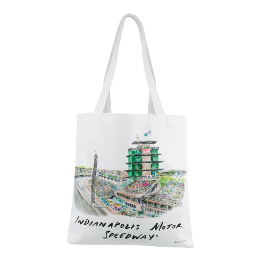 Indianapolis Motor Speedway Watercolor Front Stretch Canvas Tote - front view
