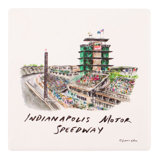 Indianapolis Motor Speedway Watercolor Front Stretch Stone Coaster - front view