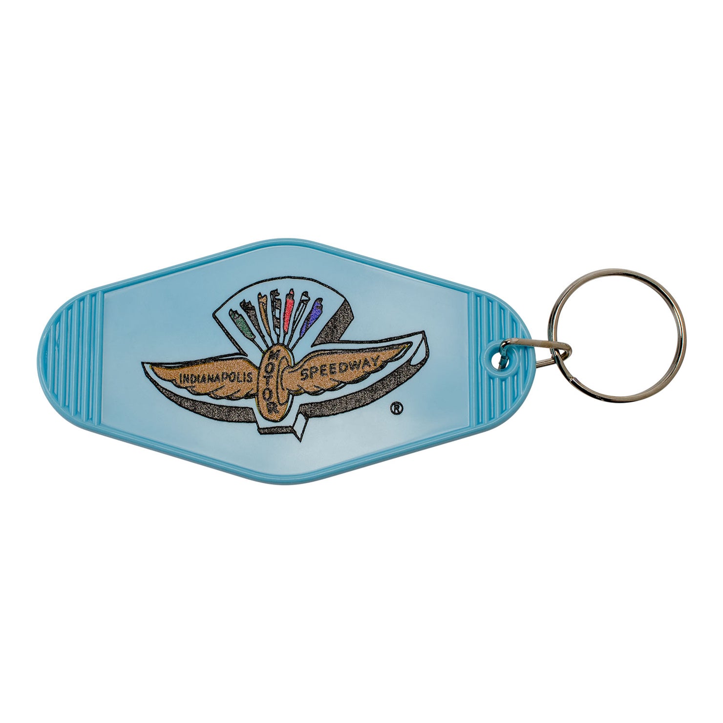 Wing Wheel Flag Motel Style Keychain - front view