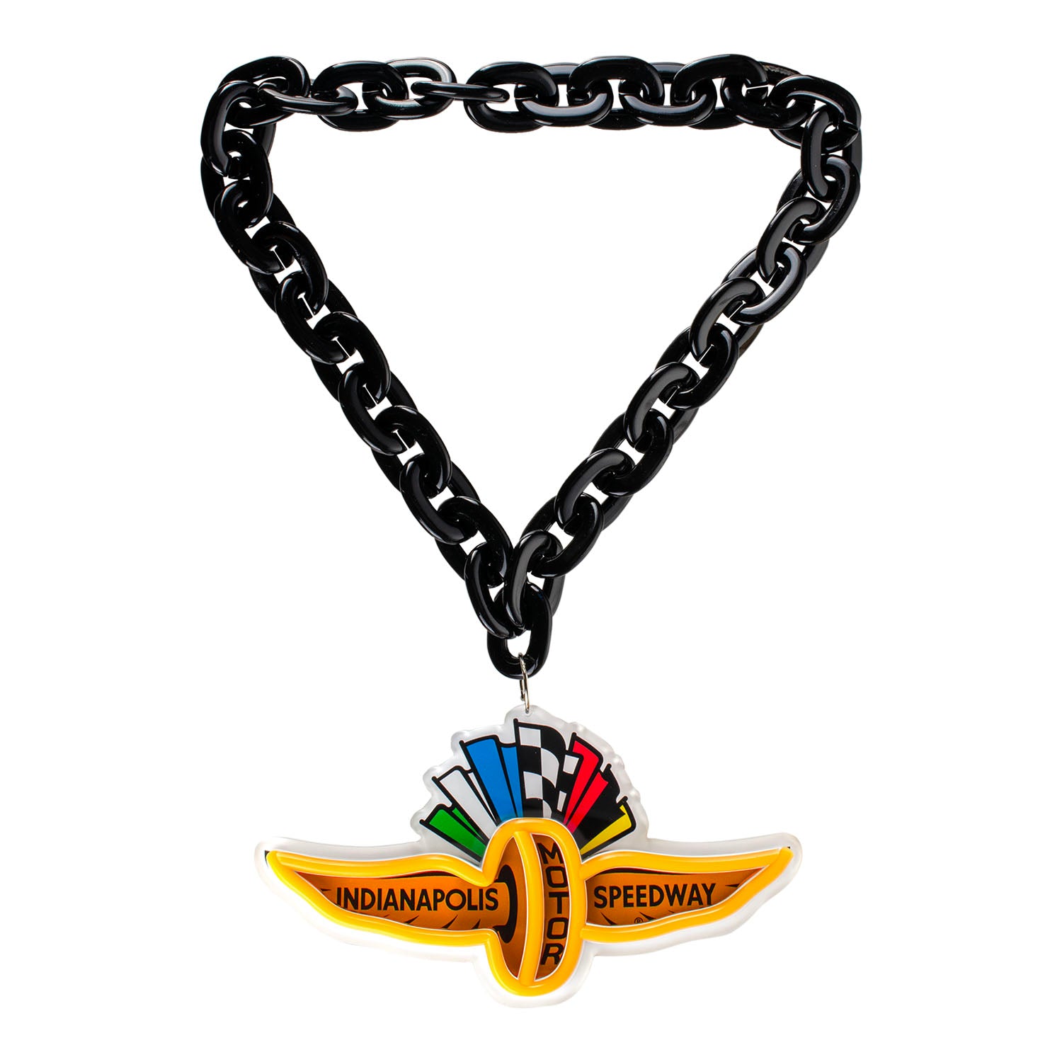 Wing Wheel Flag Neon Light Up Logo Fan Chain Turned On - Front View