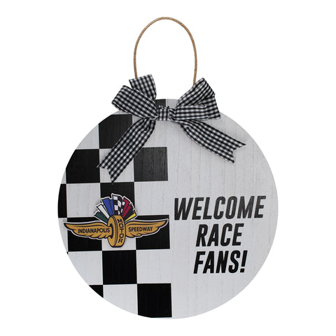 Wing Wheel Flag Welcome Race Fans Wooden Sign