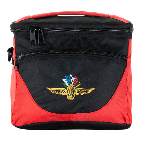 Wing Wheel Flag Halftime Cooler in red and black, front view