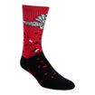 Wing Wheel Flag Spray Zone Youth Socks in red and black, front view