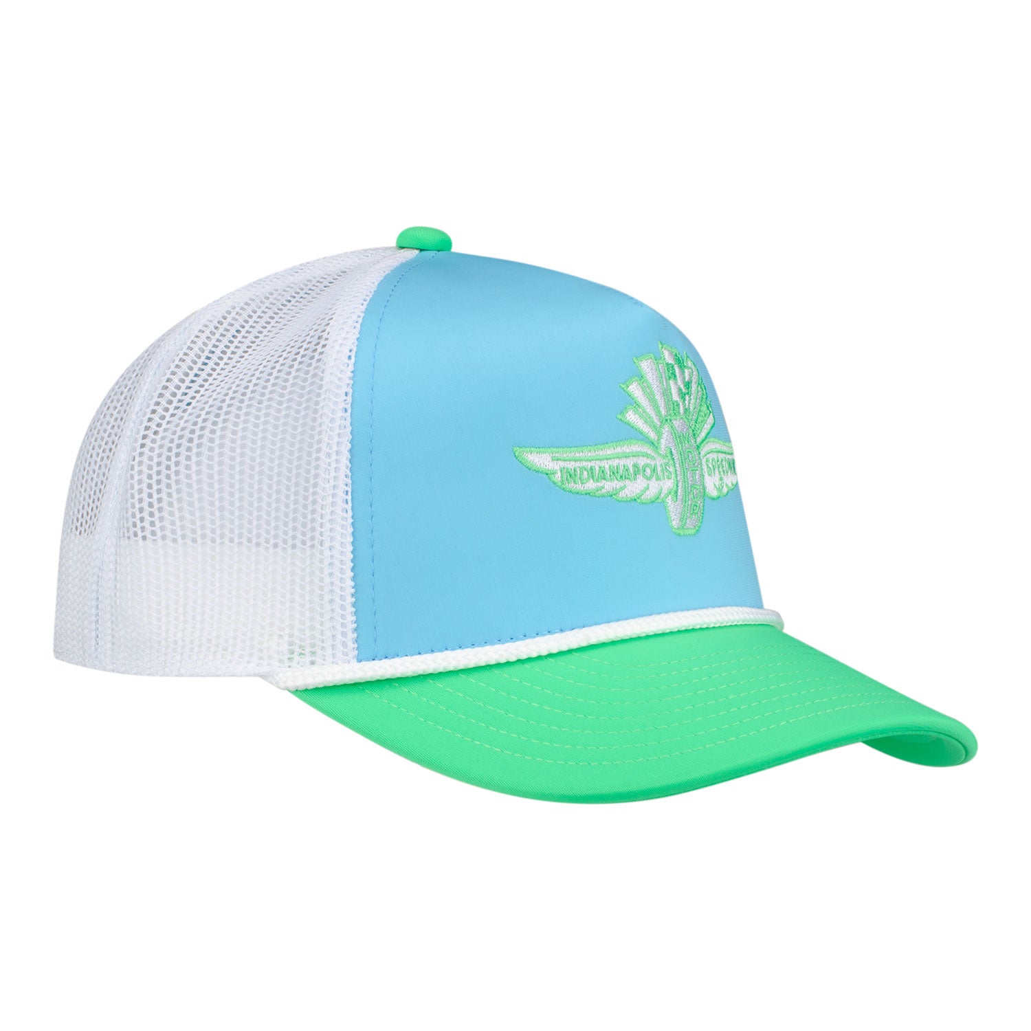 Youth Wing Wheel Flag Neon Rope Mesh Hat - Front Right View