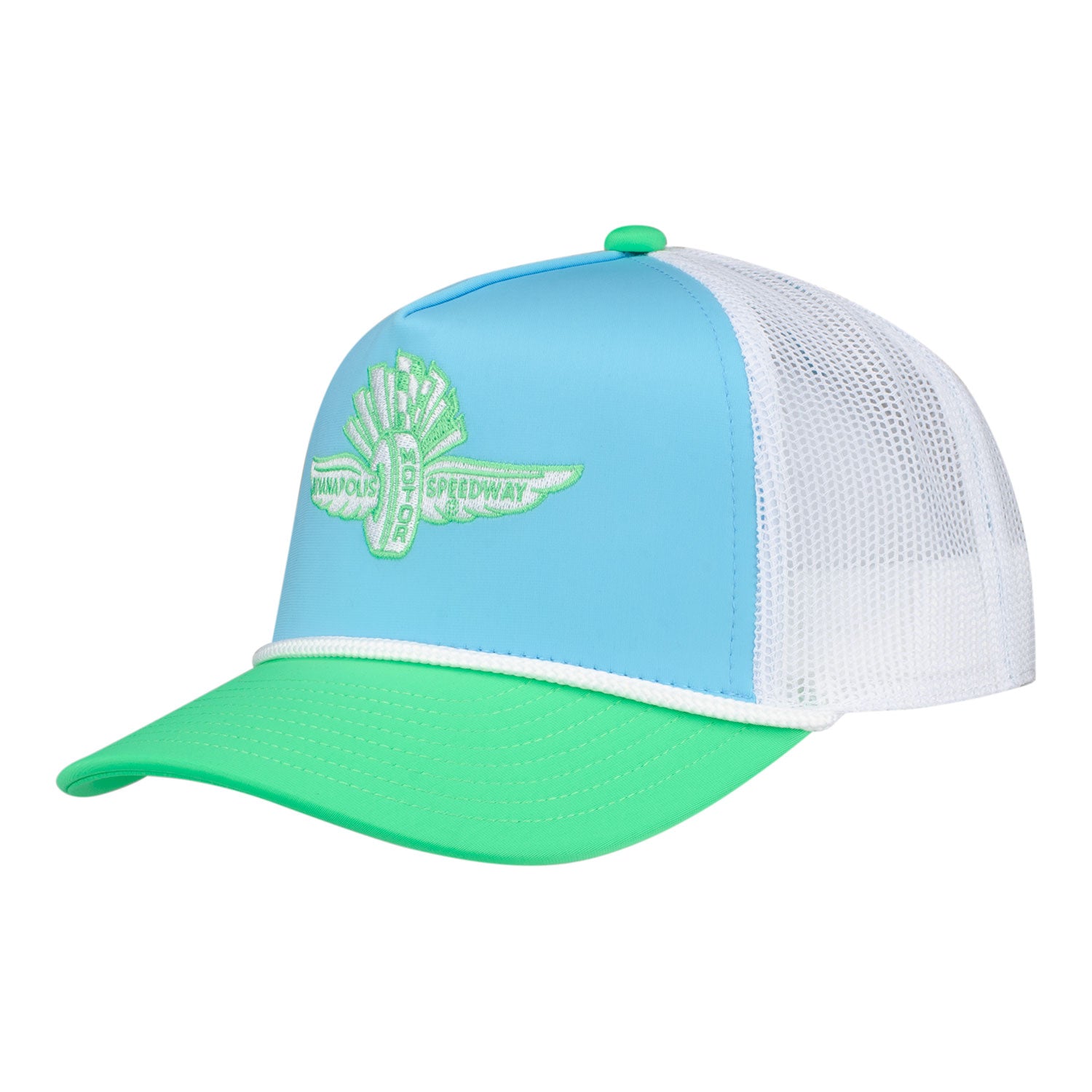 Youth Wing Wheel Flag Neon Rope Mesh Hat - Front Left View