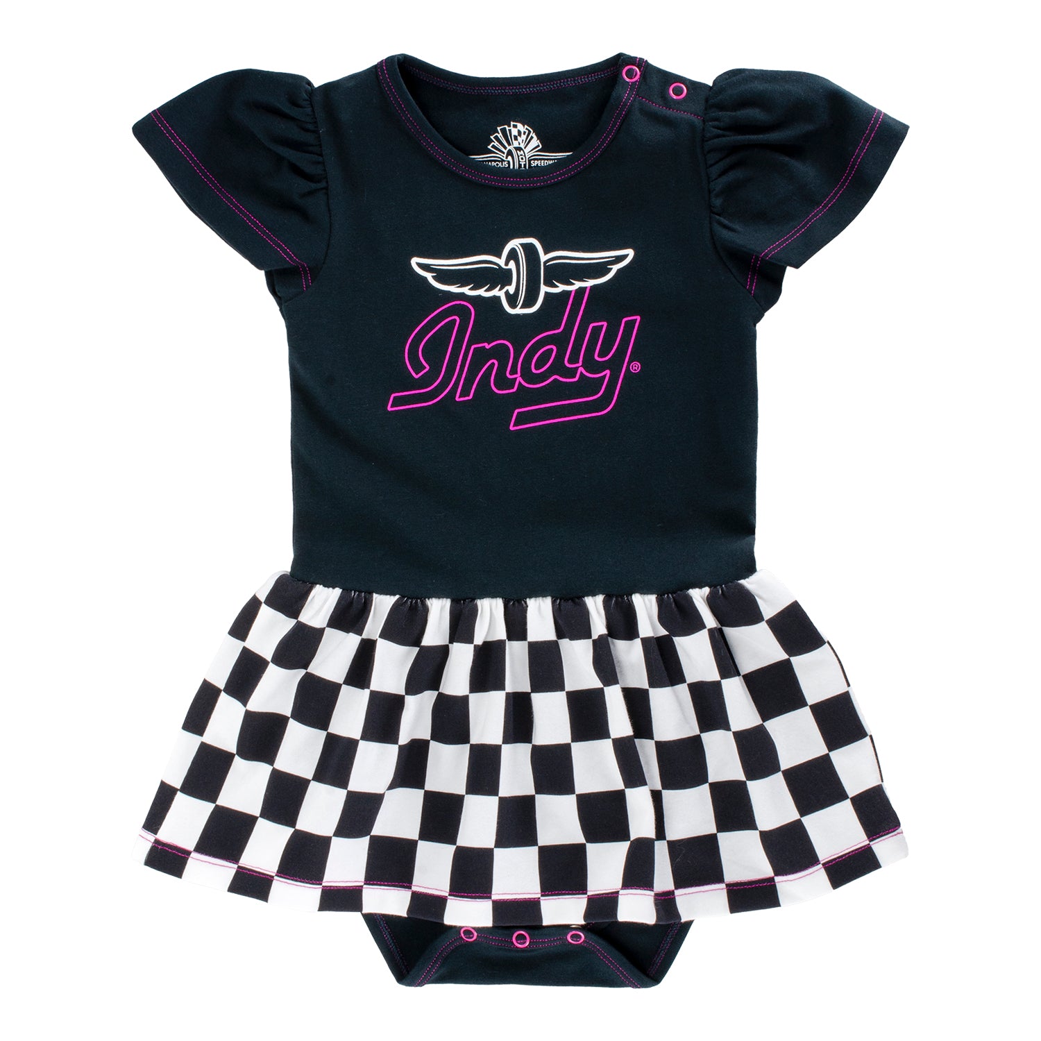 Girls Infant Checkered Indy Tutu Onesie - front view