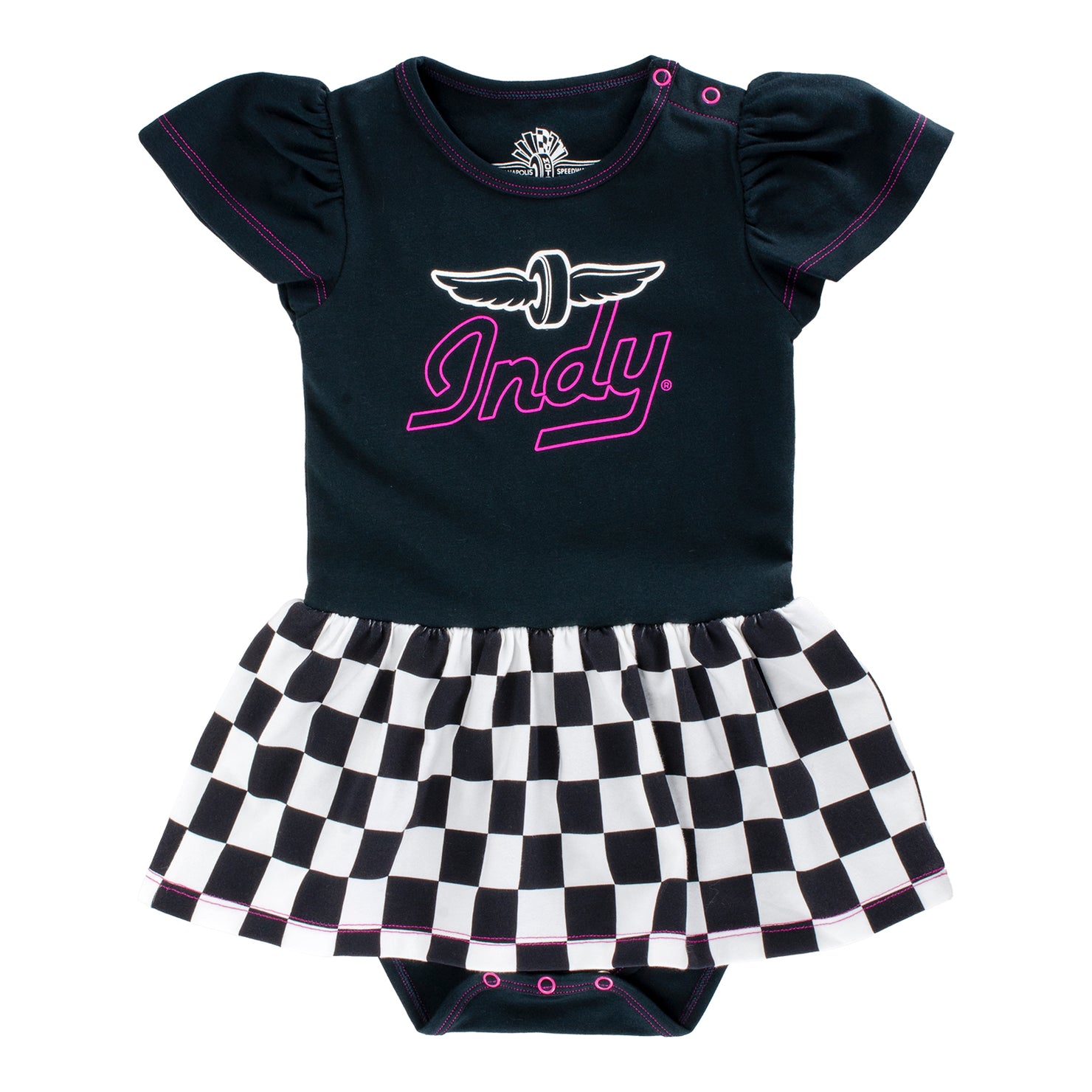 Girls Infant Checkered Indy Tutu Onesie - front view