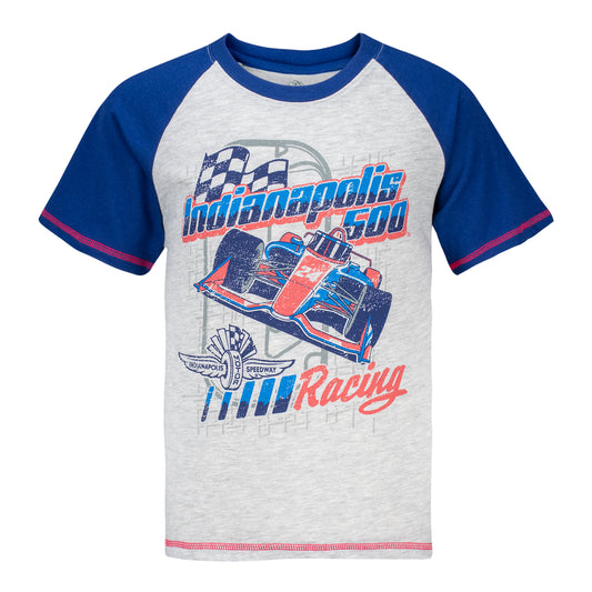 Indy 500 Speed Lines Raglan Youth T-Shirt - front view