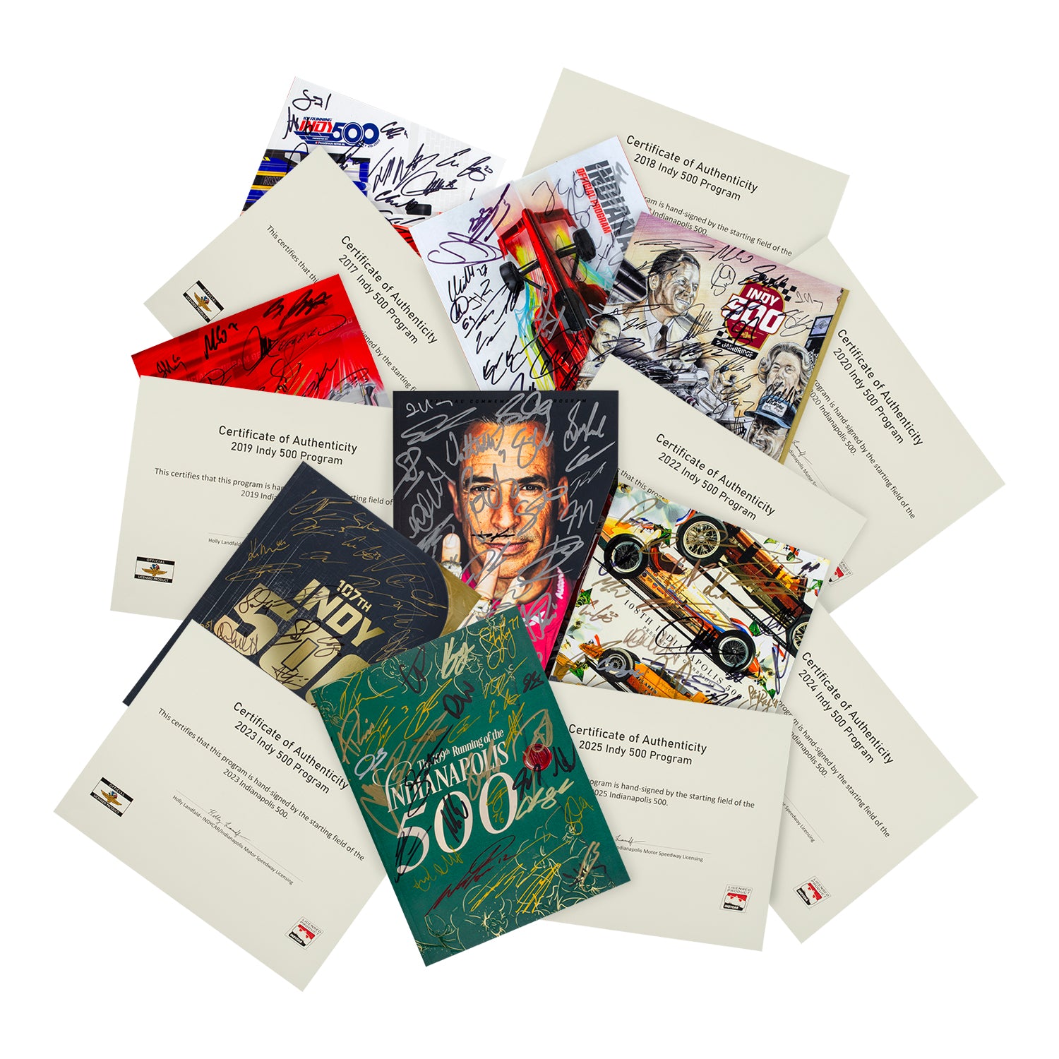 Indy 500 Autographed Programs and Certificates of Authenticity