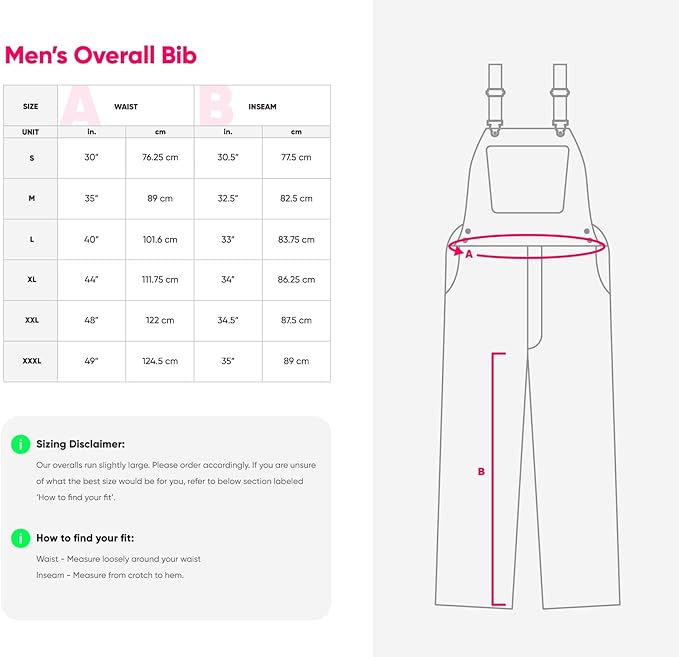Wing Wheel Flag Checkered Overalls Size Chart