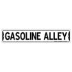 Gasoline Alley Plastic Sign in White & Black - Front View