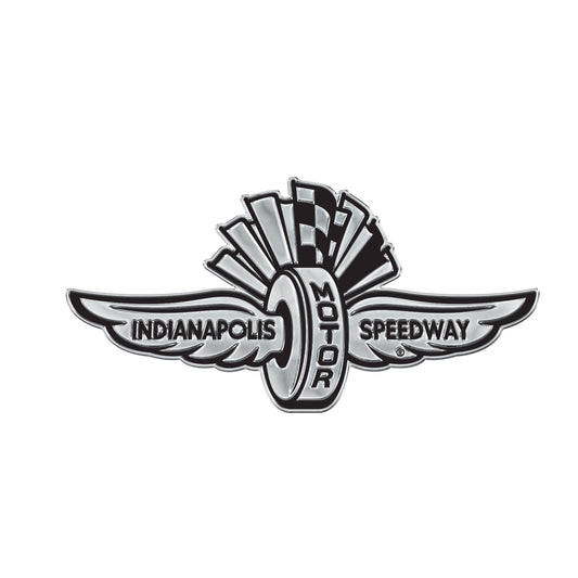 Wing Wheel Flag Chrome Metal Auto Emblem - Front View