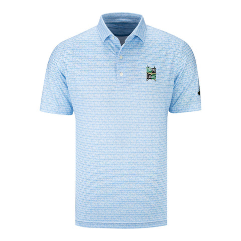 Brickyard Crossing Johnnie O Polo Blue and White Textured