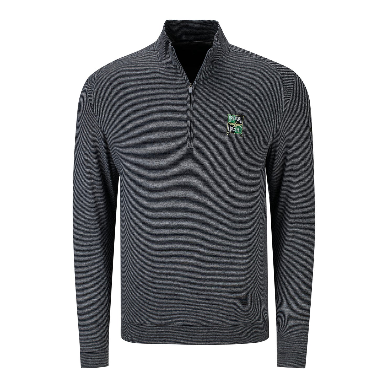 Brickyard Crossing Johnnie O 1/4 Zip Pullover in grey, front view