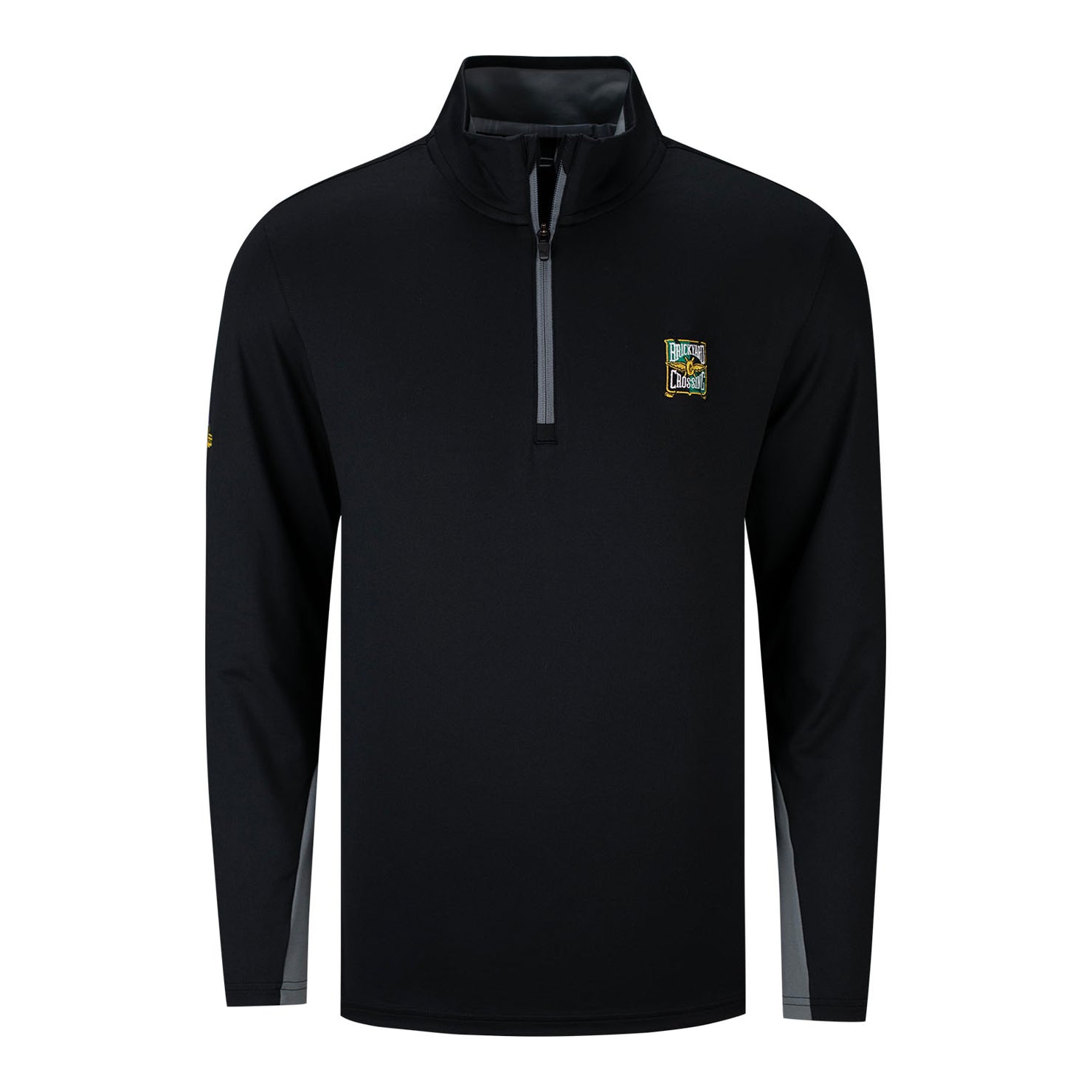 Brickyard Crossing Puma 1/4 Zip Pullover in black, front view