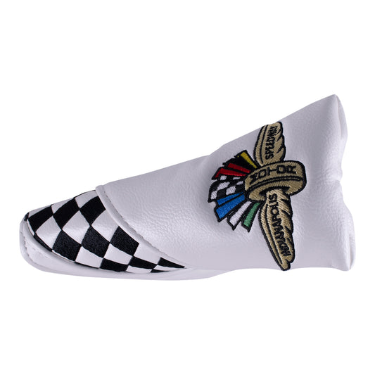 Brickyard Crossing PRG Putter Headcover in white, front view