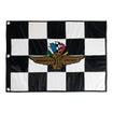 Indianapolis Motor Speedway Golf Flag 14"x20" in black and white, front view
