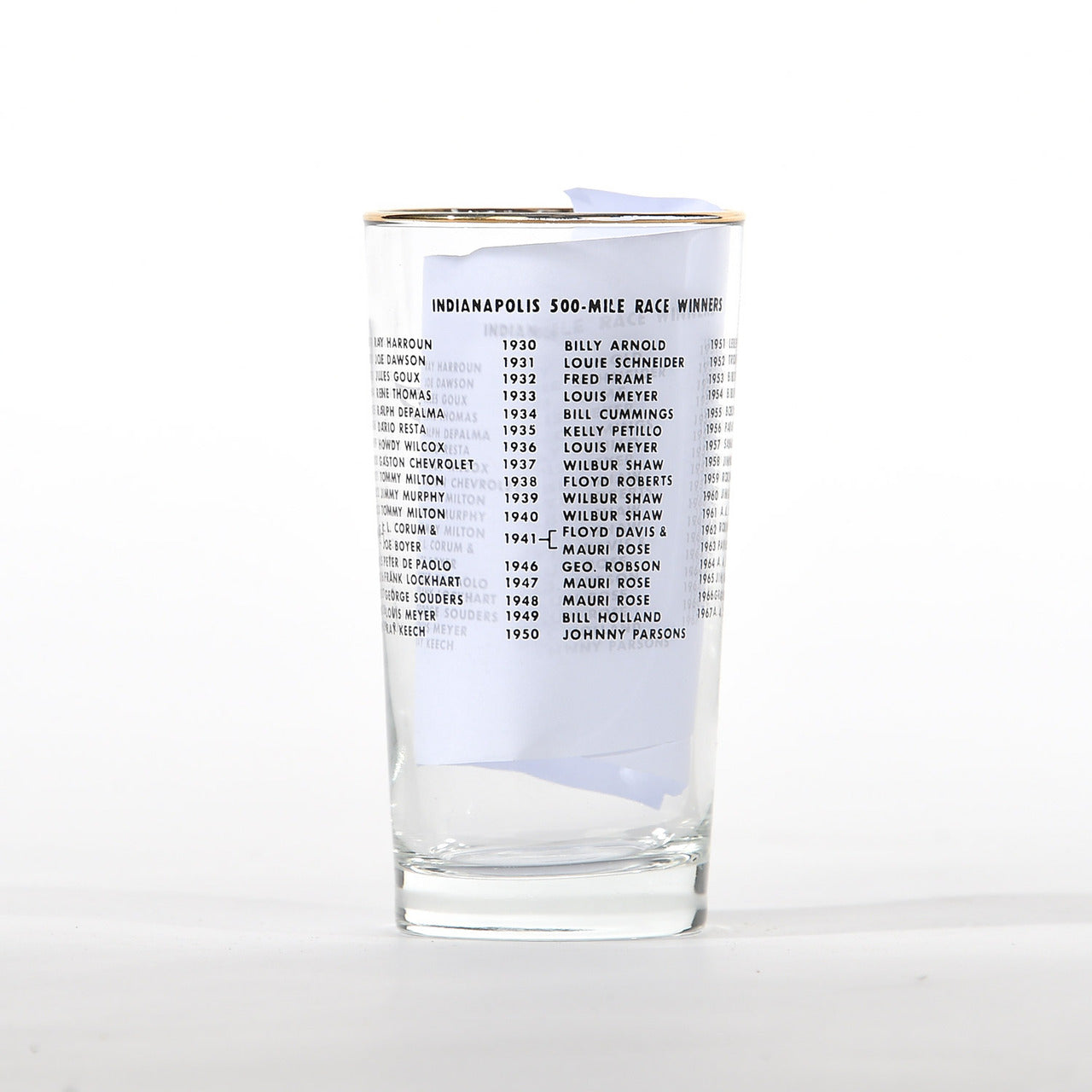 IMS Historical Indy 500 Glassware - 1967 AJ Foyt Set - Back View