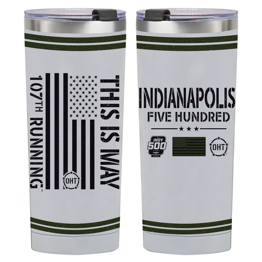 2023 Indy 500 OHT Tumbler 24oz in white, front view