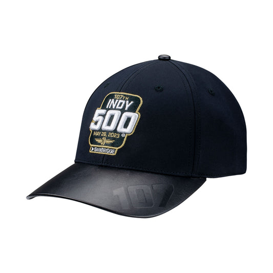 2023 Indianapolis 500 Debossed Leather Hat in black, front view
