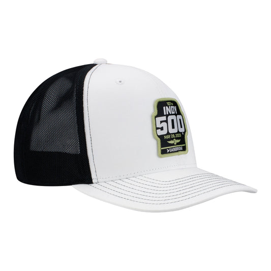 2023 Indianapolis 500 Mesh Hat in white and black, side view