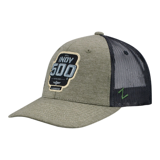 2023 Indy 500 OHT Hat in green and black, front view