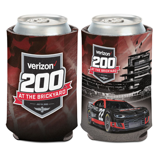 2022 Brickyard 200 Can Cooler in Maroon- Front and Back View
